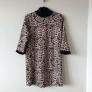 Zara-Animal Print Mock Neck Shift Mini Dress